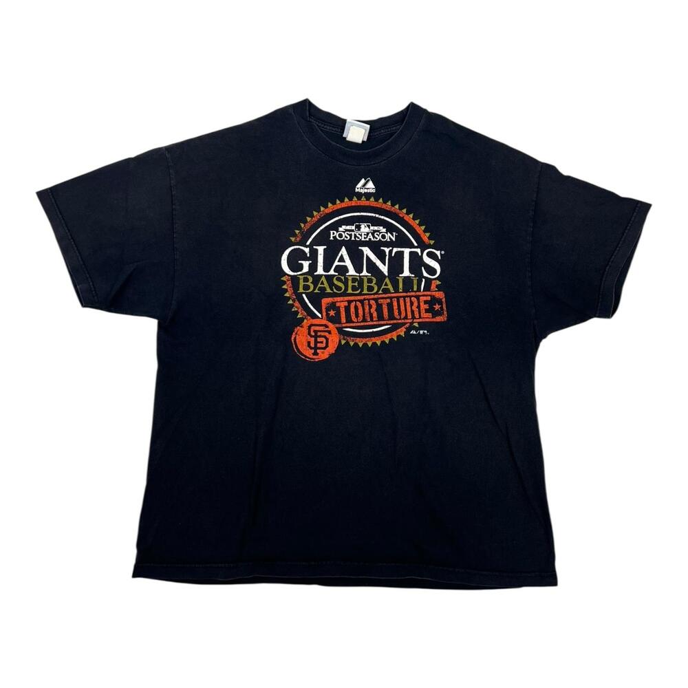 VTG San Francisco Giants T-Shirt Mens 2XL "Torture" Black MLB Baseball Majestic